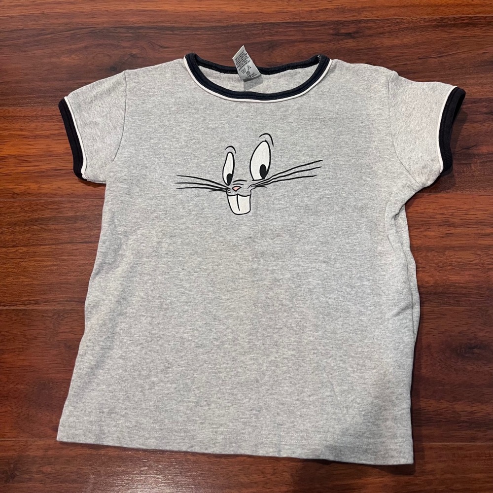 Vintage 1997 Warner Bros Studio Store Kids Bugs Bunny Ringer T-Shirt Gray XL 90s